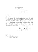 Carta da Presidente da República das Filipinas, Corazon Aquino, dirigida ao Presidente da República, Mário Soares, endereçando as suas felicitações, em nome do governo e do povo filipino, por ocasião da sua tomada de posse para um segundo mandato.