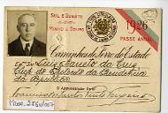 Cartão de Livre Circulação dos Caminhos de Ferro do Estado (Sul e Sueste e Minho e Douro) em nome de Luiz Barreto da Cruz para o ano de 1926.