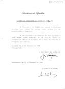 Decreto que revoga, por indulto, a pena acessória de expulsão do País, aplicada a José Manuel Cunha Monteiro, no Processo nº 346/93 do Tribunal de Círculo de Portimão. 