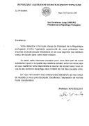Carta do Presidente da República Democrática e Popular da Argélia, Abdelaziz Bouteflika, dirigida ao Presidente da República Portuguesa, Jorge Sampaio, felicitando-o pela sua reeleição no cargo e fazendo votos de sucesso na " sua nobre missão".