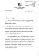 Carta do Primeiro Ministro inglês, Tony Blair, dirigida a Jorge Sampaio, agradecendo-lhe e a António Guterres, a carta que lhe foi endereçada, datada de 22 de outubro de 1998, remetendo a Declaração sobre a situação financeira internacional emanada da VIII Cimeira Ibero-Americana, realizada no Porto, em outubro, e que constitui um contibuto para o debate global sobre a situação mundial atual, nomeadamente ao nível do G7.