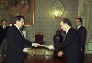 Receção pelo Presidente da República, Jorge Sampaio, de credenciais de novos embaixadores em Portugal, a 5 de março de 1997