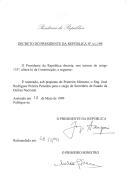 Decreto que nomeia, sob proposta do Primeiro Ministro, o Eng.º José Rodrigues Pereira Penedos para o cargo de Secretário de Estado da Defesa Nacional.