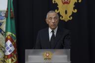 O Presidente da República Marcelo Rebelo de Sousa profere uma declaração, no Palácio de Belém, a propósito do falecimento do Presidente Mário Soares, a 7 de janeiro de 2017