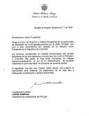 Carta do Presidente da República da Colômbia, Andrés Pastrana Arango, dirigida ao Presidente da República de Portugal, Jorge Sampaio, agradecendo a mensagem que lhe foi dirigida por ocasião da sua eleição com Presidente da República da Colômbia.