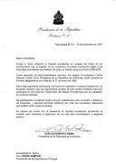 Carta do Presidente da República das Honduras, Carlos Roberto Reina, endereçada ao Presidente da República de Portugal, Jorge Sampaio, informando da eleição de Carlos Roberto Flores como novo Presidente da República do seu país, e convidando-o a estar presente na respetiva cerimónia de tomada de posse a 27 de janeiro de 1998, em Tegucigalpa.