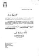 Carta do Núncio Apostólico para Espanha, Arcebispo titular de Benevento, D. Manuel Monteiro de Castro, endereçada ao Presidente da República, Dr. Jorge Sampaio, agradecendo agraciamento com Grã-Cruz da Ordem Militar de Cristo.