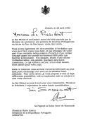 Carta da Rainha Ana da Roménia dirigida ao Presidente da República Portuguesa, Mário Soares, em resposta à sua carta de 27 de julho e concordando com as datas propostas para audiência em Lisboa.