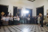 O Presidente da República, Aníbal Cavaco Silva, recebe grupos de Torres Novas, Vizela e Paderne que cantam as Janeiras no Palácio de Belém, a 6 de janeiro de 2013