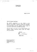 Carta do Primeiro Ministro de Israel, Shimon Peres, endereçada ao Presidente eleito da República de Portugal, Jorge Sampaio, felicitando-o pela sua eleição.