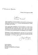 Carta do Presidente da República, Jorge Sampaio, endereçada à Presidente da República do Panamá, Mireya Moscoso, agradecendo convite e manifestando toda a sua disponibilidade para participar na X Cimeira Ibero-americana de Chefes de Estado e de Governo, na cidade do Panamá.