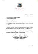 Carta do Cardeal Jaime Ortega, Arcebispo de Havana, dirigida ao Presidente da República, Jorge Sampaio, agradecendo fotografia que lhe foi remetida relativa a encontro entre os dois, por ocasião da sua visita a Portugal.
