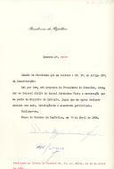 Decreto de exoneração, a pedido, do General Adolfo do Amaral Abranches Pinto do cargo de Ministro do Exército.