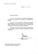 Carta do Presidente da República Francesa, Jacques Chirac, endereçando ao recém-eleito Presidente da República Portuguesa, Jorge Sampaio, mensagem de felicitações.