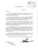 Carta do Presidente da República das Filipinas, Fidel Ramos, endereçada ao Presidente da República, Jorge Sampaio, informando que em 1998 o seu país celebrará o centenário da Declaração da Independência filipina e convidando Portugal - e as suas instituições e empresas - a estar presente na Exposição do Centenário Nacional das Filipinas a inaugurar em 18 de dezembro de 1997.