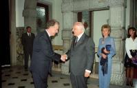 O Presidente da República e Senhora de Jorge Sampaio oferecem um jantar no Palácio de Belém, em honra do Presidente da República de Itália, Óscar Luigi Scalfaro, a 28 de julho de 1998