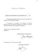 Decreto que exonera, a seu pedido e sob proposta do Primeiro Ministro, o Eng.º José Manuel Lello Ribeiro de Almeida do cargo de Secretário de Estado das Comunidades Portuguesas.