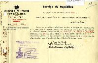 Ofício do Ministério do Interior - Repartição de Tuberculosos, dirigido ao Secretário da Presidência da República, comunicando o falecimento do trabalhador de jardins,  Agostinho dos Santos Batista, no dia 25 de novembro de 1943 na Estância do Sanatório do Caramulo.