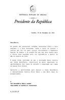 Carta do Presidente da República Popular de Angola, José Eduardo dos Santos, endereçada ao Presidente da República Portuguesa, Mário Soares, renovando convite para uma visita oficial a Angola, durante o ano de 1992.