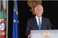 O Presidente da República, Marcelo Rebelo de Sousa, dirige uma mensagem aos Portugueses sobre o fim do segundo estado de emergência, a partir do Palácio de Belém, a 27 de abril de 2021