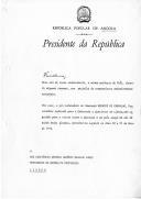 Carta do Presidente da República Popular de Angola, Dr. Agostinho Neto, dirigida ao Presidente da República Portuguesa, General António Ramalho Eanes, sugerindo datas "para a visita comum a efetuar a um país amigo" e informando da chegada, dentro em breve, a Lisboa, do novo Embaixador de Angola em Portugal.