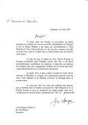 Carta do Presidente da República, Jorge Sampaio, endereçada ao Rei dos Belgas, Alberto II, relativa a uma prevista visita oficial do Príncipe Filipe a Portugal, esperando que a mesma possa ocorrer ao longo do ano de 1997.