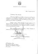 Carta do Presidente Constitucional da República do Equador, Gustavo Noboa Bejarano, endereçada ao Presidente da República de Portugal, Jorge Sampaio, por ocasião do Dia de Portugal.