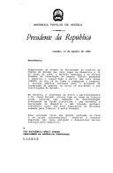 Carta do Presidente de Angola, José Eduardo dos Santos, dirigida ao Presidente Mário Soares, denunciando a quebra de cessar-fogo, determinado em Gbadolite,  por parte da UNITA, e solicitando o apoio de Portugal na concretização do plano de paz e de reconciliação nacional em Angola.