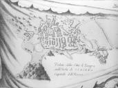 Reprodução de uma gravura antiga, da carta iconográfica com vista da cidade de Angra do Heroísmo