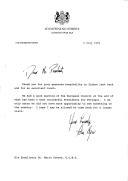 Carta do Primeiro Ministro inglês, John Major, endereçada ao Presidente Mário Soares, agradecendo a hospitalidade do chefe de Estado português e o almoço que lhe foi oferecido, por ocasião do fim da presidência portuguesa do Conselho Europeu.