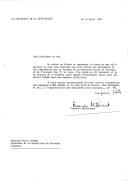 Carta do Presidente da República Francesa, François Mitterrand, dirigida ao Presidente da República Portuguesa, Mário Soares, agradecendo a forma como foi recebido na sua última visita a Portugal.