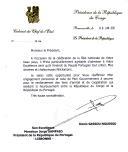 Carta do Presidente da República do Congo, Denis Sassou Nguesso, dirigida ao Presidente da República, Jorge Sampaio, por ocasião do Dia de Portugal.