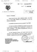 Carta do Presidente da República do Senegal, Abdou Diouf, dirigida ao Presidente da República Portuguesa, Jorge Sampaio, convidando-o a estar presente na cerimónia de tomada de posse de Abdoulaye Wade, recém-eleito para o cargo Presidente da República do seu país.