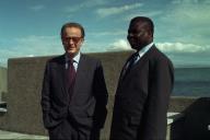 Visita (particular ?) do Presidente da Guiné-Bissau, João Bernardo Vieira, ao Presidente da República, Jorge Sampaio, no Forte de Catalazete, em agosto de 1996
