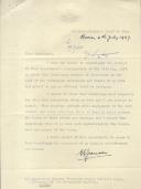 Carta do Governador-Geral da União da África do Sul, Ernest George Jansen, endereçada ao Presidente da República, Craveiro Lopes, agradecendo e aceitando convite para visitar Portugal